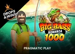 Okładka automatu Big Bass Bonanza 1000 z wędkarzem nad wodą