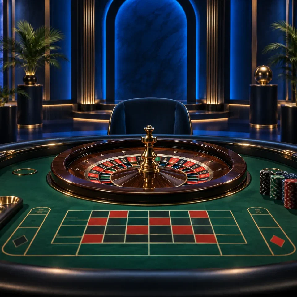 Ilustracja stołu ruletki w studiu Live Casino
