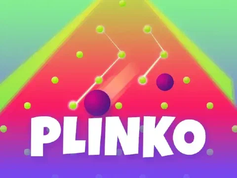 Okładka gry Plinko z kolorową planszą i kulkami