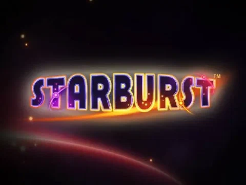 Okładka automatu Starburst z kolorowymi klejnotami na ciemnym tle