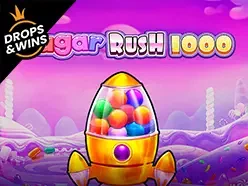 Okładka automatu Sugar Rush 1000 z kolorowymi cukierkami